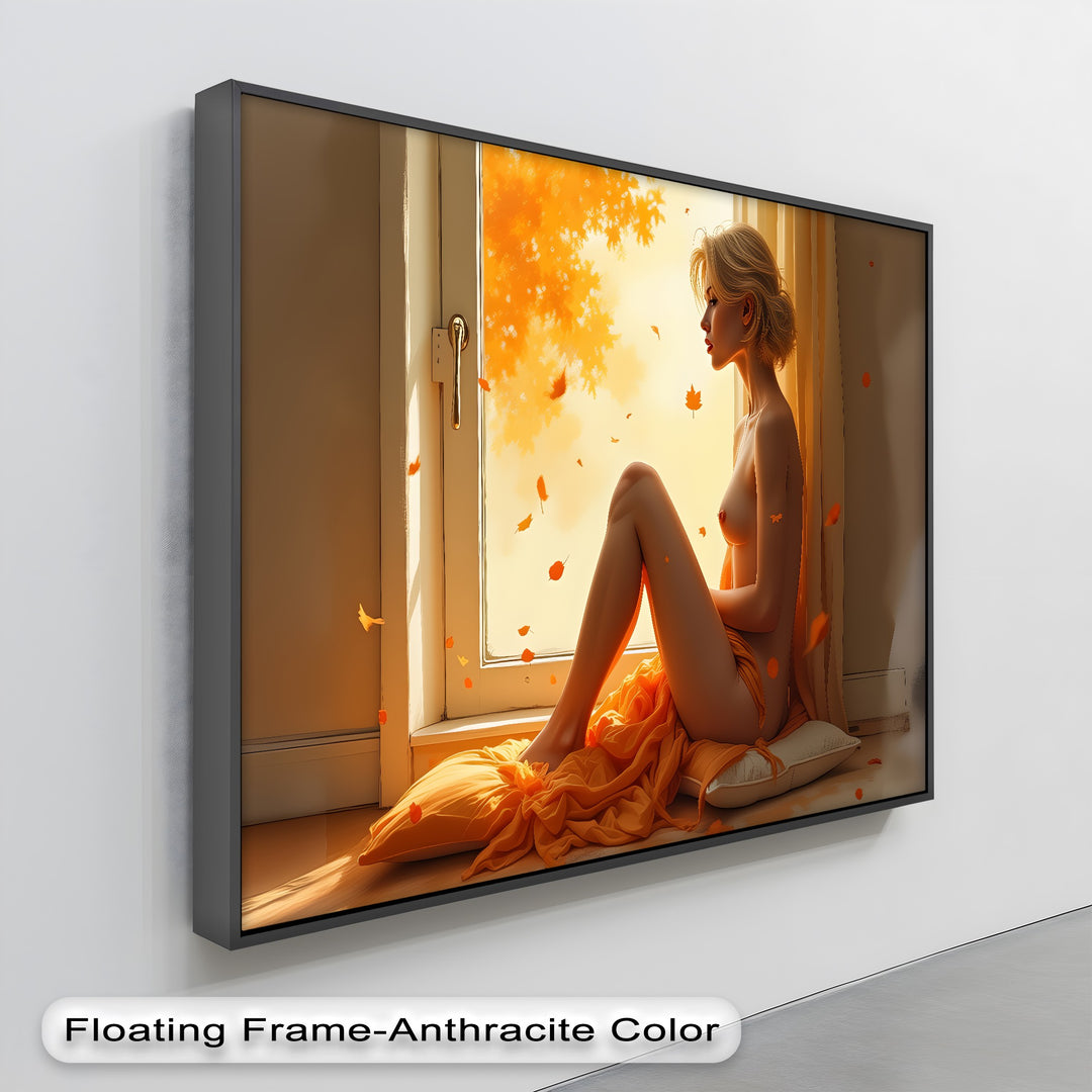 Autumn Glow – Nude Muse by the Window Erotic Canvas Print | Framed Art