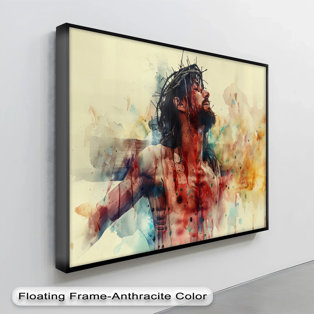 Sacrifice and Glory – Jesus Crucifixion Abstract Canvas Print