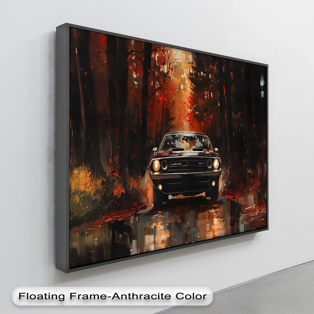 Dodge Challenger in Autumn Forest – Car Canvas Print