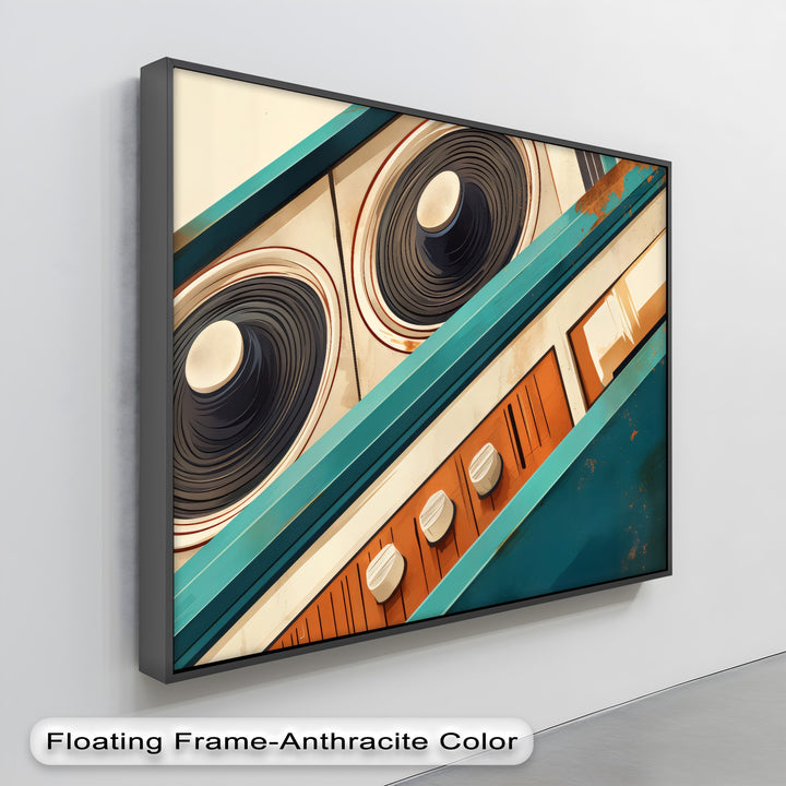 Tilted Frequency – Abstract Retro Stereo Close-Up Canvas Print