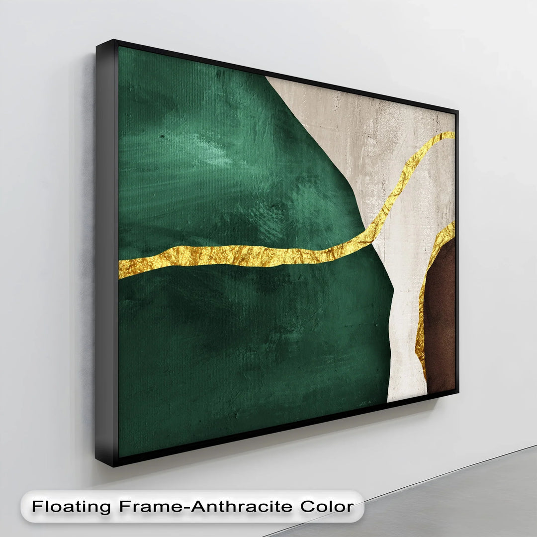 Emerald Divide – Abstract Green and Gold Canvas Print - MyPhotoStation