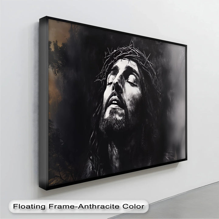 Crown of Suffering – Jesus in Agony Black and White Canvas Print - MyPhotoStation