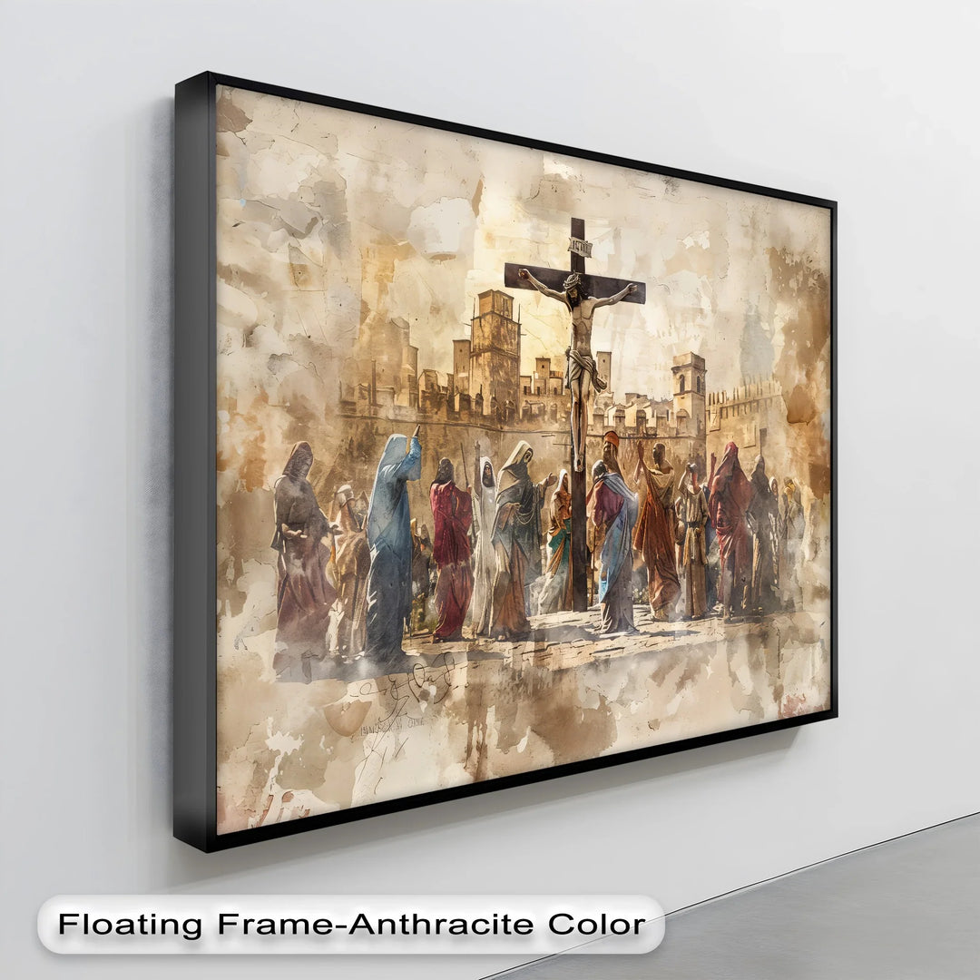 Witness to the Cross – Jesus Crucifixion Scene Canvas Print