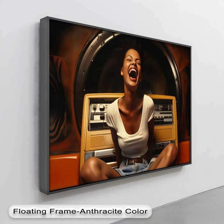 Stereo Laugh – Retro Jukebox Joy Canvas Print