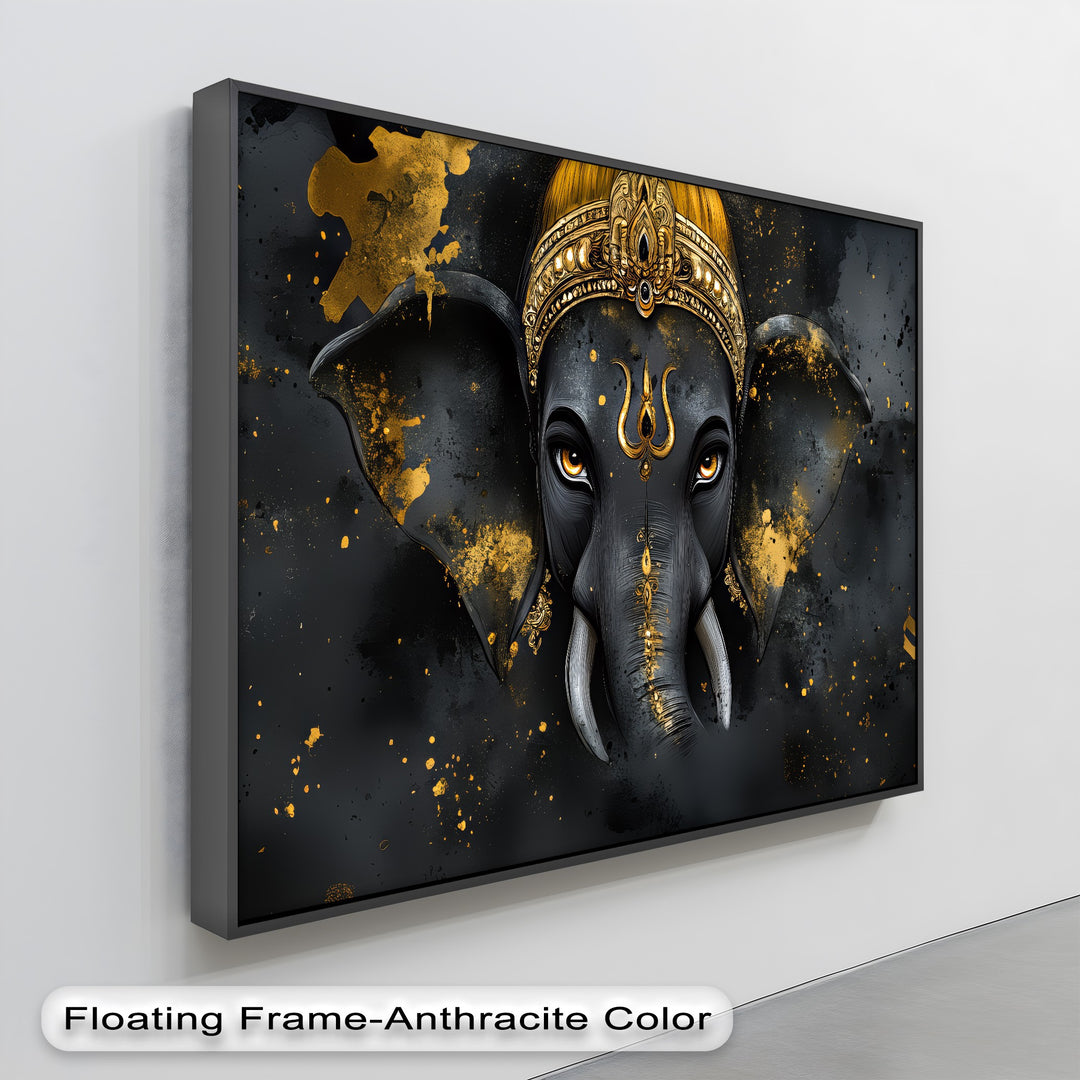 Divine Majesty – Lord Ganesha with Golden Accents Canvas Print