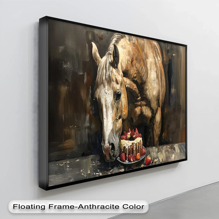 Sweet Tooth Stallion – Horse with Strawberry Cake Animal Canvas Print - MyPhotoStation