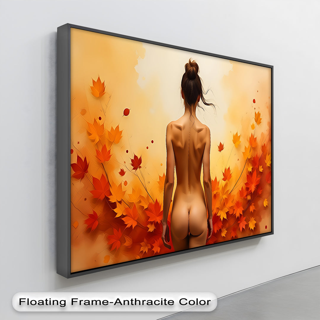 Golden Autumn Nude Back View – Erotic Canvas Wall Art | Framed Art