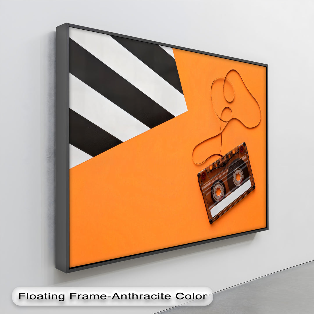 Retro Cassette Tape on Orange – Pop Art Music Canvas Print