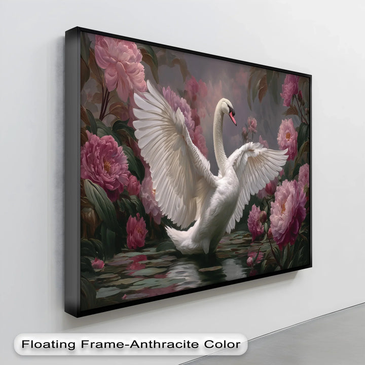 Elegance in Bloom – Swan and Peony Garden Canvas Print - MyPhotoStation