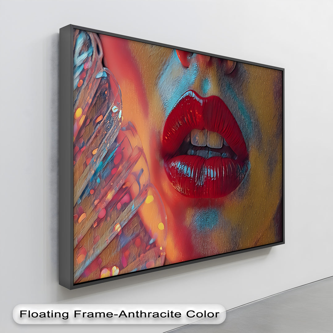 Crimson Heat – Erotic Red Lips Canvas Wall Art | Large Wall Art