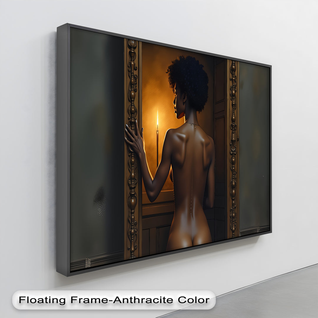 Golden Silence – Nude Woman in Candlelight Canvas Print | Bedroom Wall Art