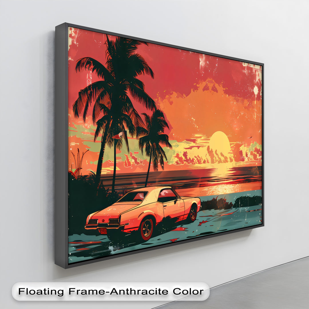 Golden Hour Drive – Sunset Muscle Car Canvas Print