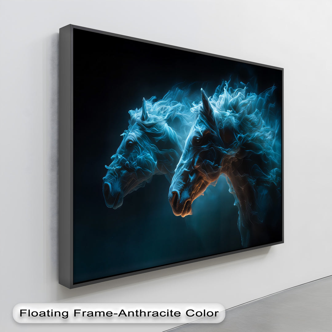 Electric Spirits – Glowing Horse Duo Abstract Canvas Print