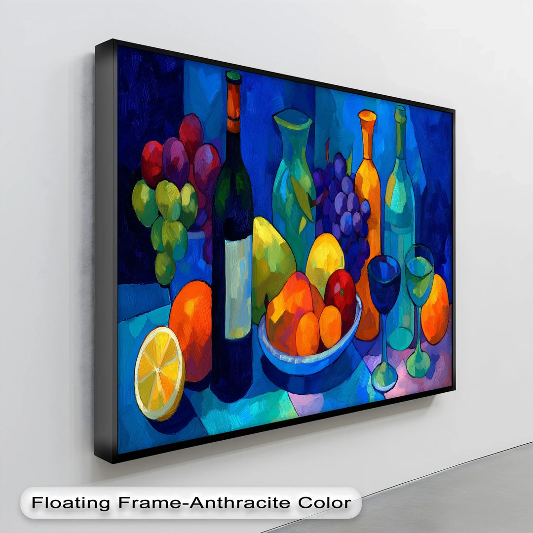 Colorful Cubist Fruit and Wine Still Life – Canvas Print - MyPhotoStation