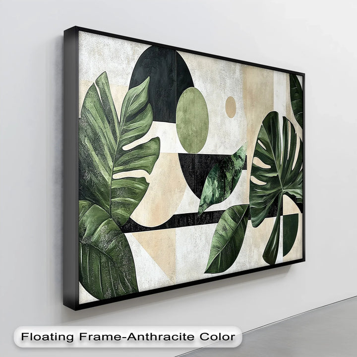 Tropical Geometry – Modern Monstera Leaf Canvas Print - MyPhotoStation