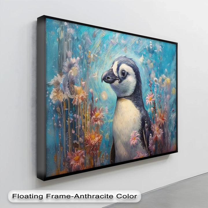 Blossom Companion – Dreamy Penguin Animal Canvas Print - MyPhotoStation
