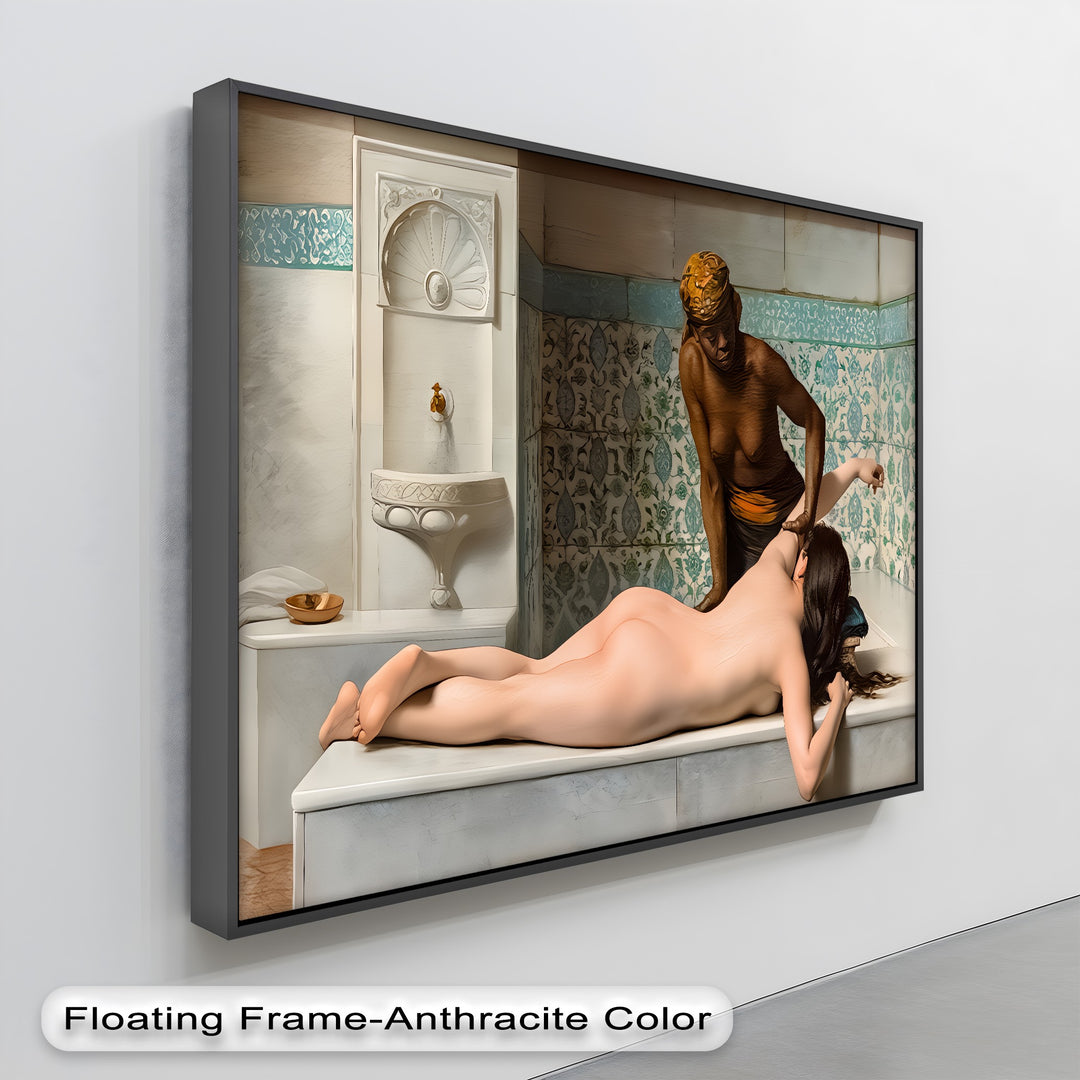 The Bath Attendant – Hammam Erotic Canvas Wall Art | Naked Art