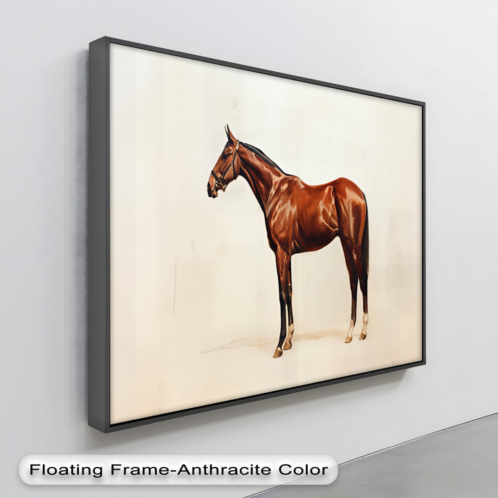 Chestnut Horse Portrait on Minimalist - Horse Canvas Print