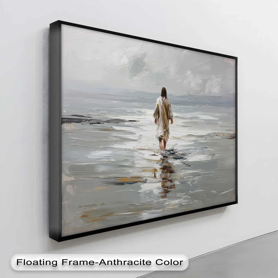 Sacred Solitude – Jesus Walking on the Shore Canvas Print - MyPhotoStation