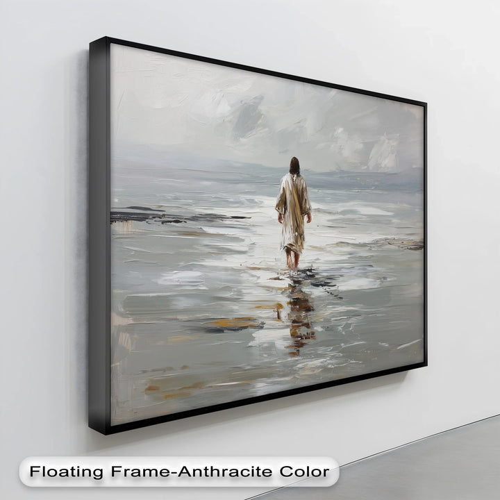 Sacred Solitude – Jesus Walking on the Shore Canvas Print - MyPhotoStation