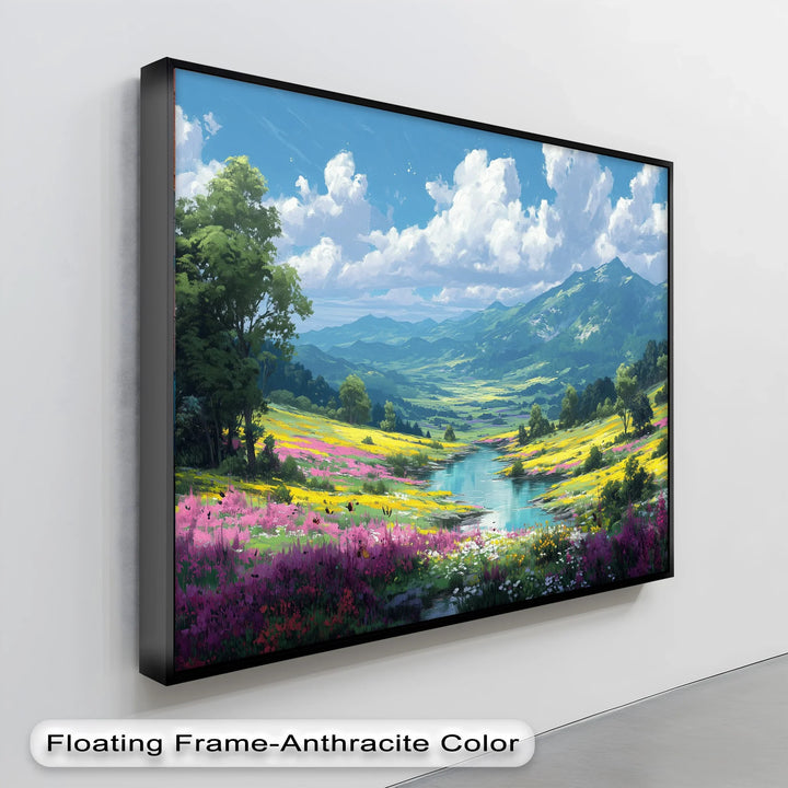 Blossoming Valley – Serene Wildflower Landscape Canvas Print - MyPhotoStation