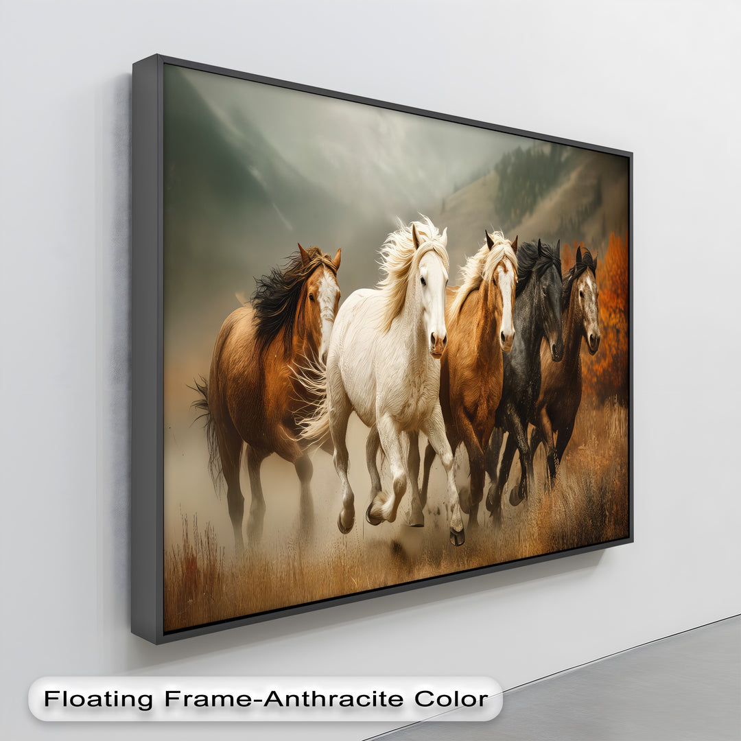 Thundering Freedom – Wild Horses Running in Autumn Canvas Print