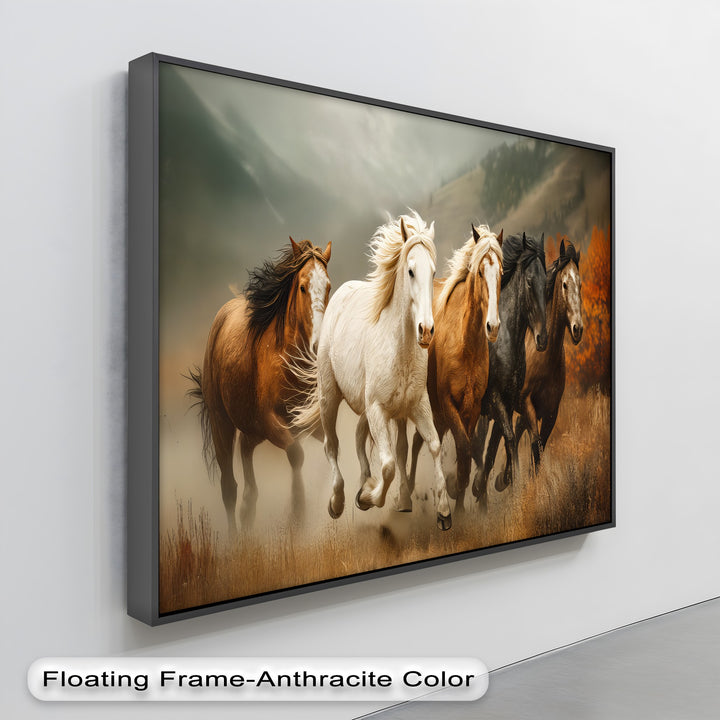 Thundering Freedom – Wild Horses Running in Autumn Canvas Print