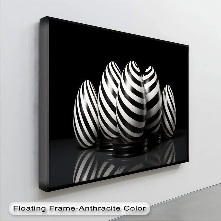 Modern Spiral Egg Pattern – Black & White Canvas Print - MyPhotoStation