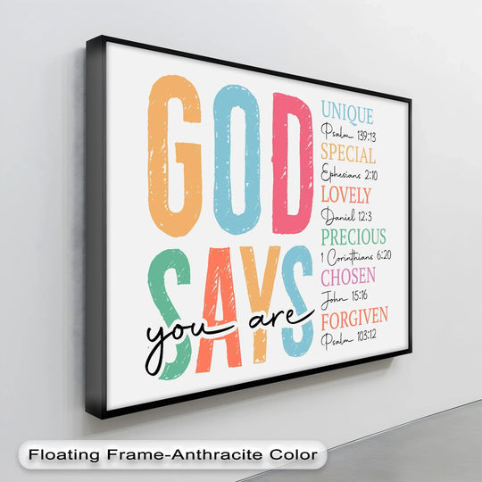 Multicolor hues highlight the inspirational message of this Christian scripture canvas print, offering one of the best canvas prints for vibrant home décor.