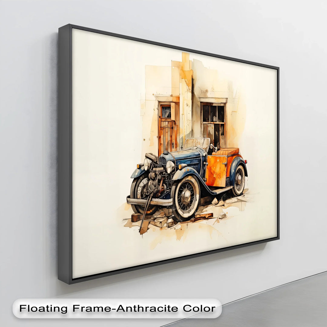 Two-Tone Classic Convertible by Weathered Wall – Car Canvas Print