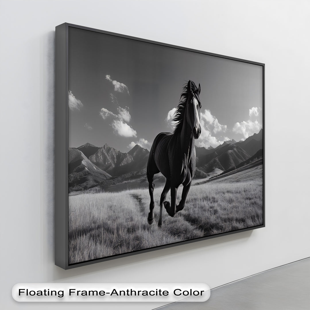 Unbridled Spirit – Running Horse in Mountain Field Canvas Print