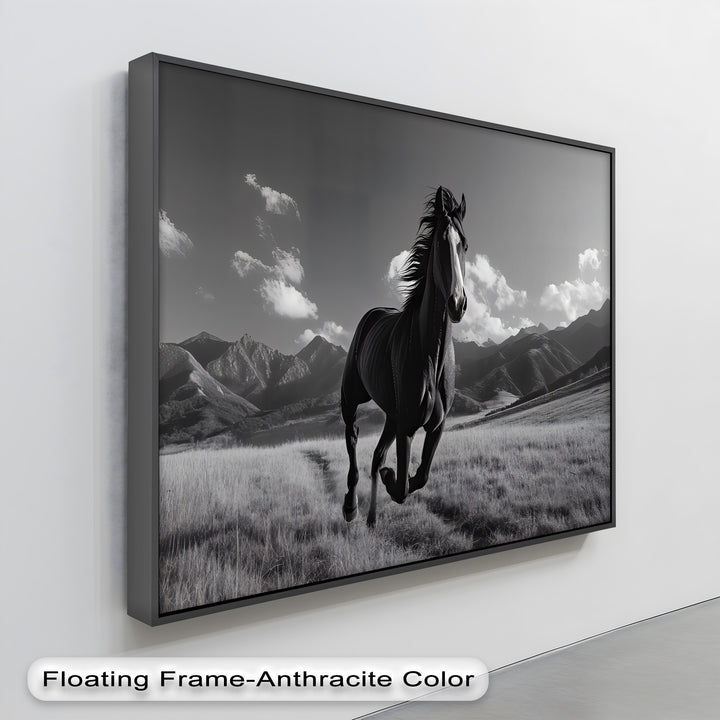 Unbridled Spirit – Running Horse in Mountain Field Canvas Print