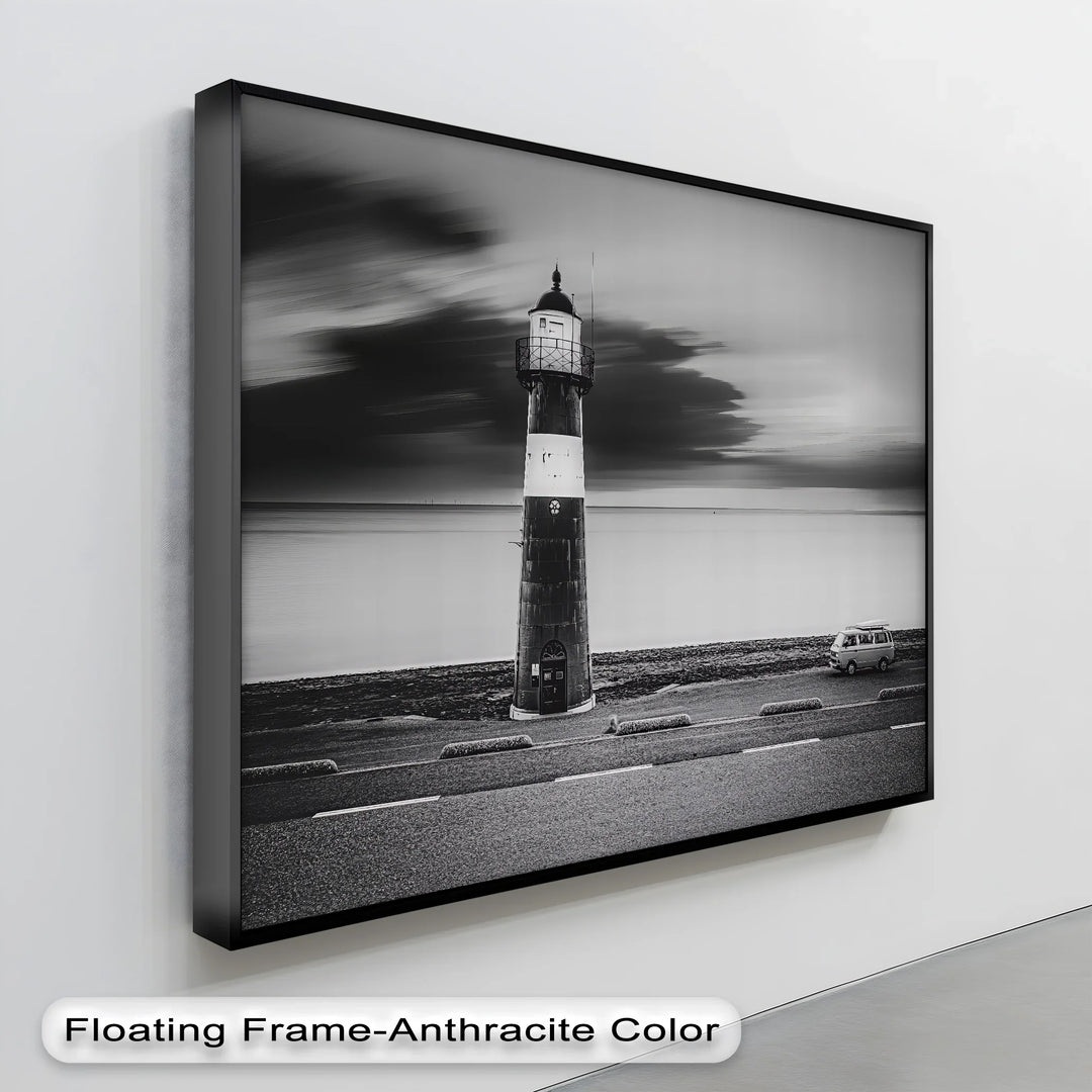 Solitary Beacon – Black and White Lighthouse Canvas Print - MyPhotoStation