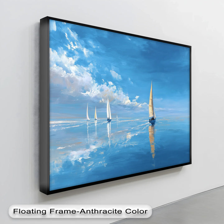 Tranquil Sailboats at Sea – Blue Ocean Canvas Print - MyPhotoStation