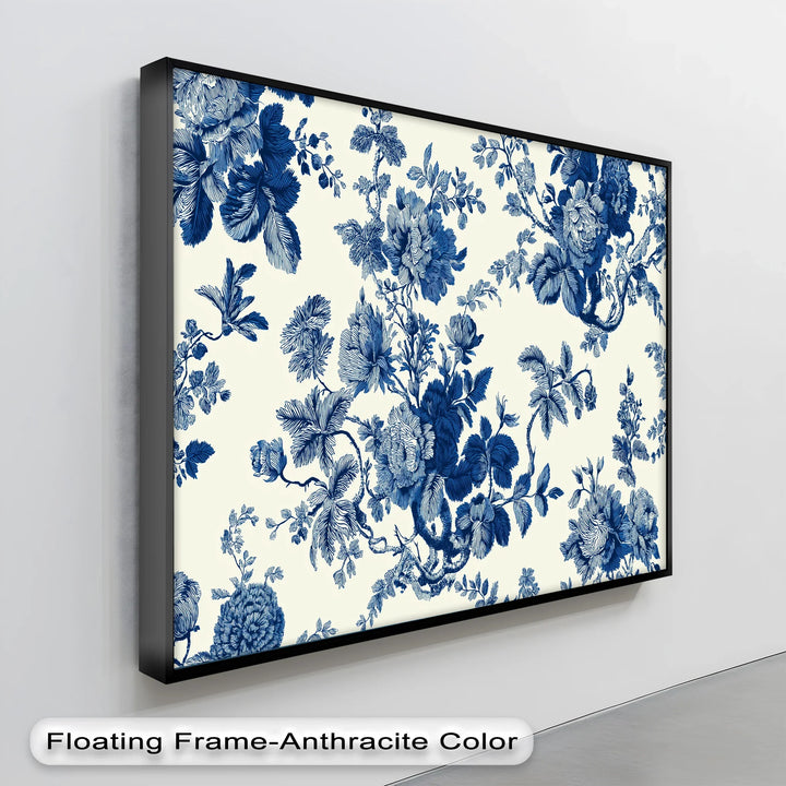 Vintage Indigo Blooms – Blue Floral Pattern Canvas Print - MyPhotoStation