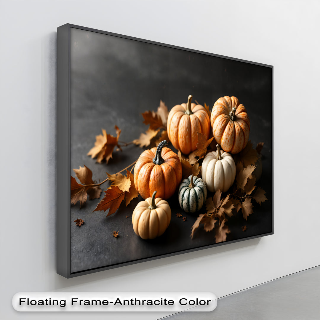 Rustic Charm – Autumn Pumpkins Canvas Wall Art | Framed Artwork