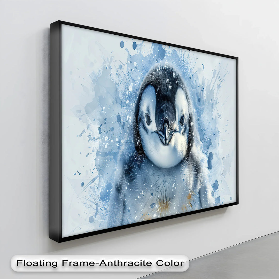 Baby Penguin Splash – Watercolor Arctic Animal Canvas Print - MyPhotoStation