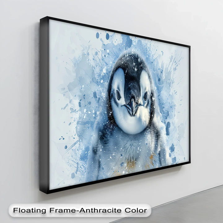 Baby Penguin Splash – Watercolor Arctic Animal Canvas Print - MyPhotoStation
