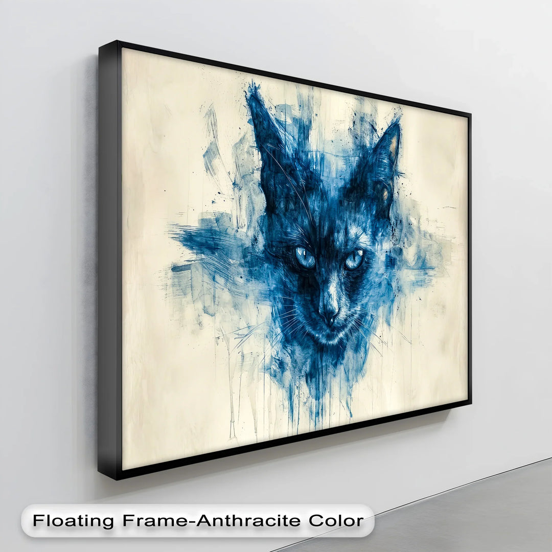Mystic Blue Cat – Abstract Watercolor Canvas Print - MyPhotoStation