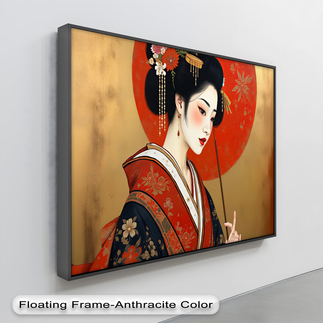 Traditional Japanese Geisha Portrait - Canvas Wall Art | Framed Artwork