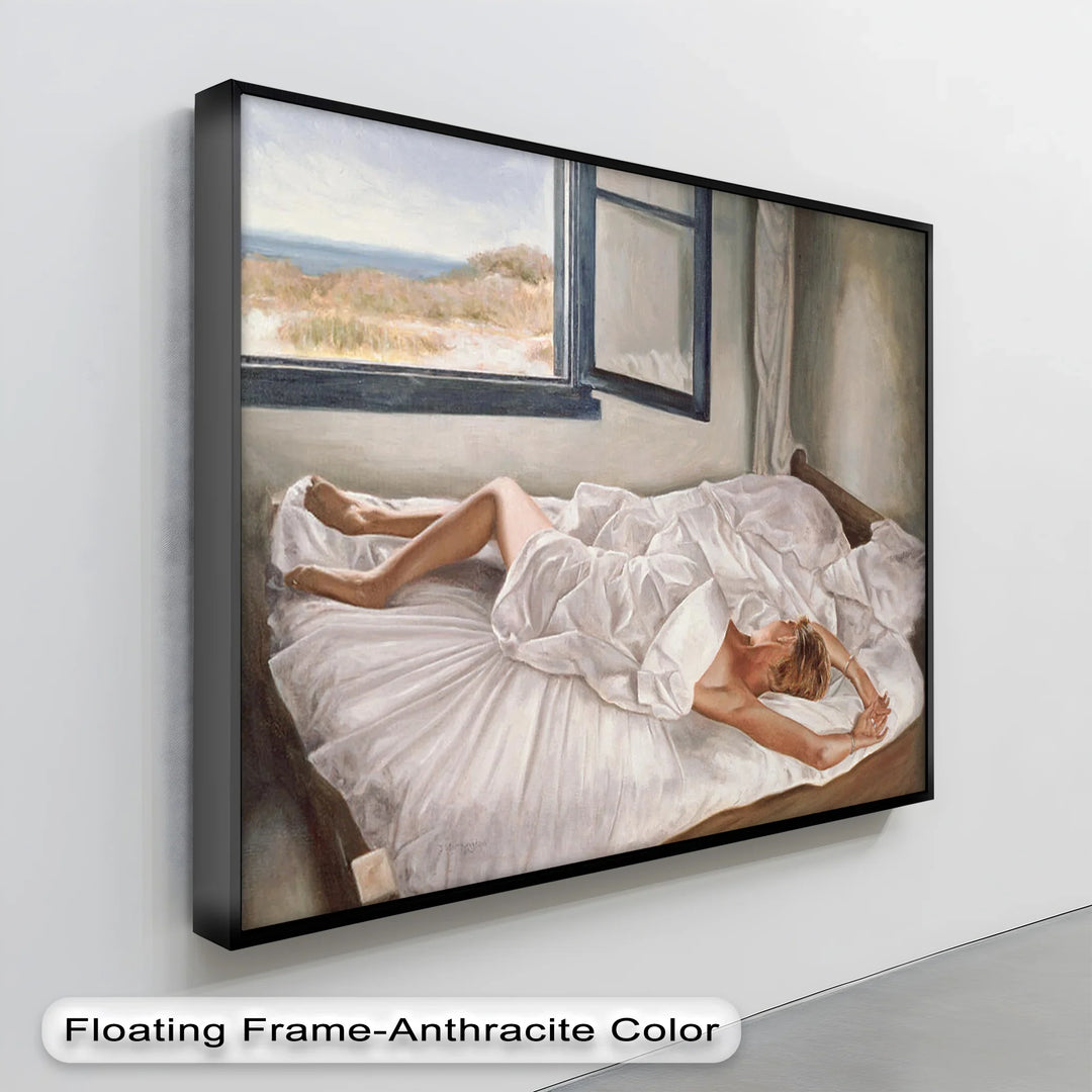 Sunlit Morning – Nude in White Sheets by the Window Canvas Print - MyPhotoStation