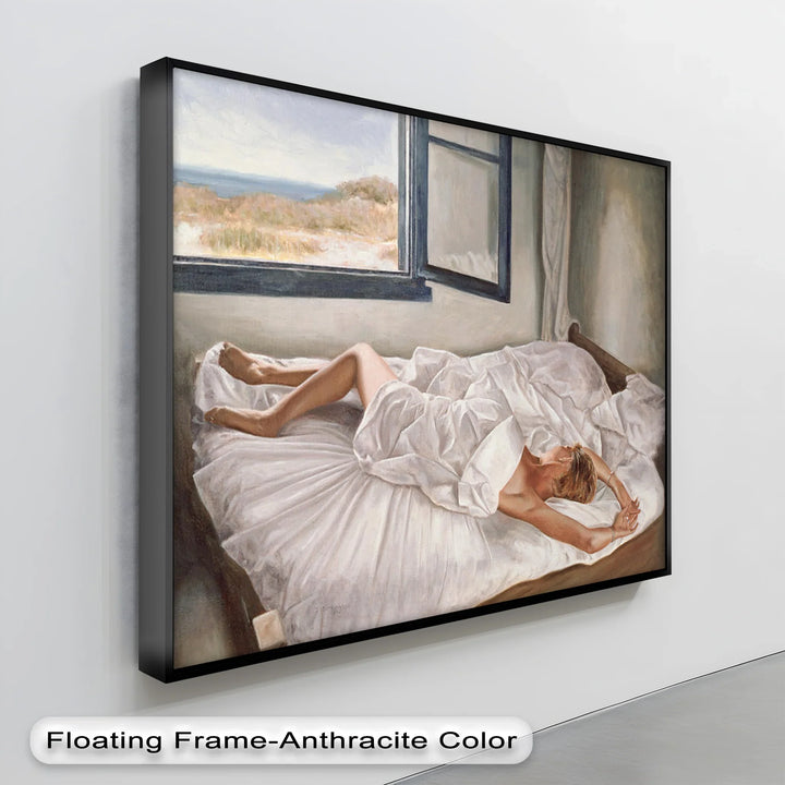 Sunlit Morning – Nude in White Sheets by the Window Canvas Print - MyPhotoStation