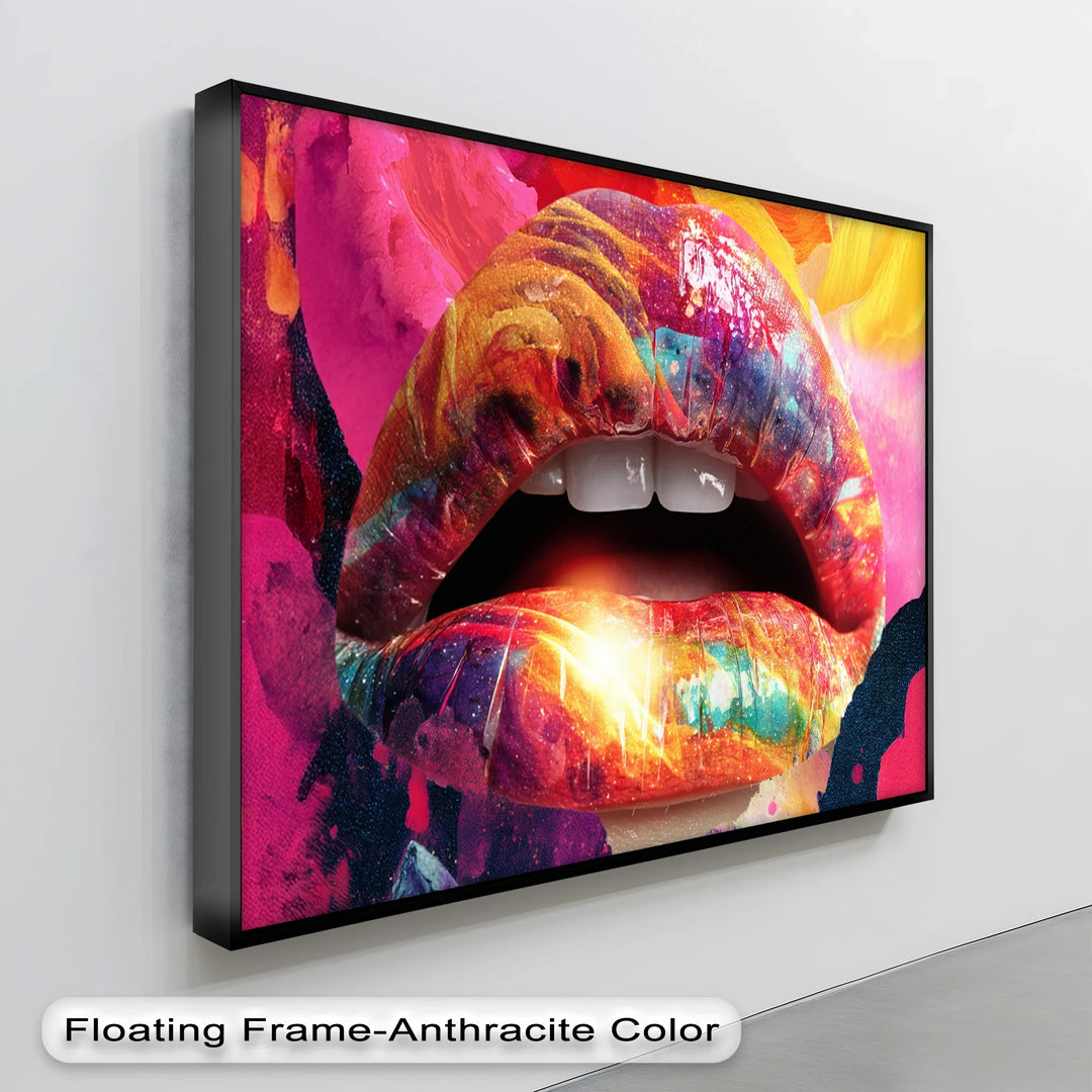 Color Pop Seduction – Abstract Lips in Vivid Pop Art Canvas Print - MyPhotoStation