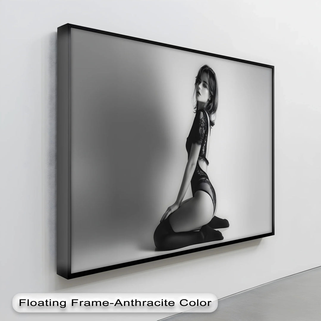Monochrome Allure – Black Lace Sensuality in Fine Art Canvas Print - MyPhotoStation