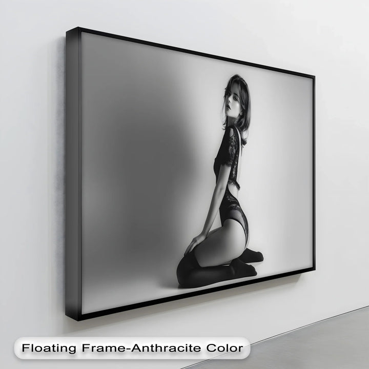 Monochrome Allure – Black Lace Sensuality in Fine Art Canvas Print - MyPhotoStation