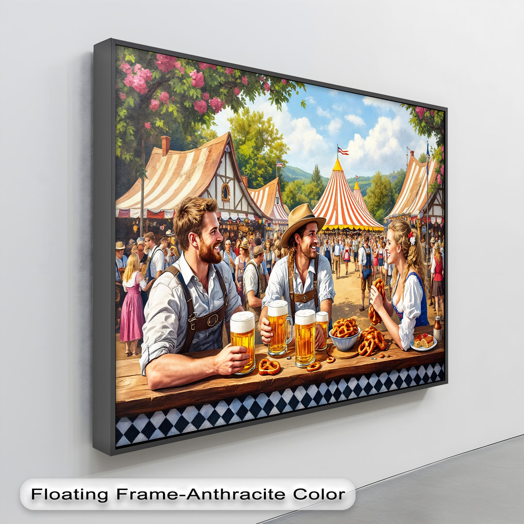 Oktoberfest Friends – Bavarian Beer & Pretzel Canvas Wall Art | Canvas Art