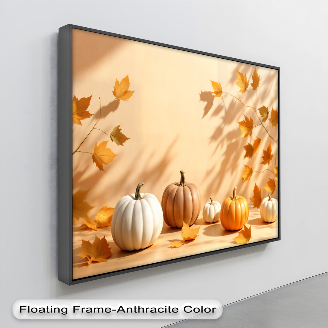 Golden Harvest – Minimalist Pumpkins Canvas Wall Art | Framed Artwork