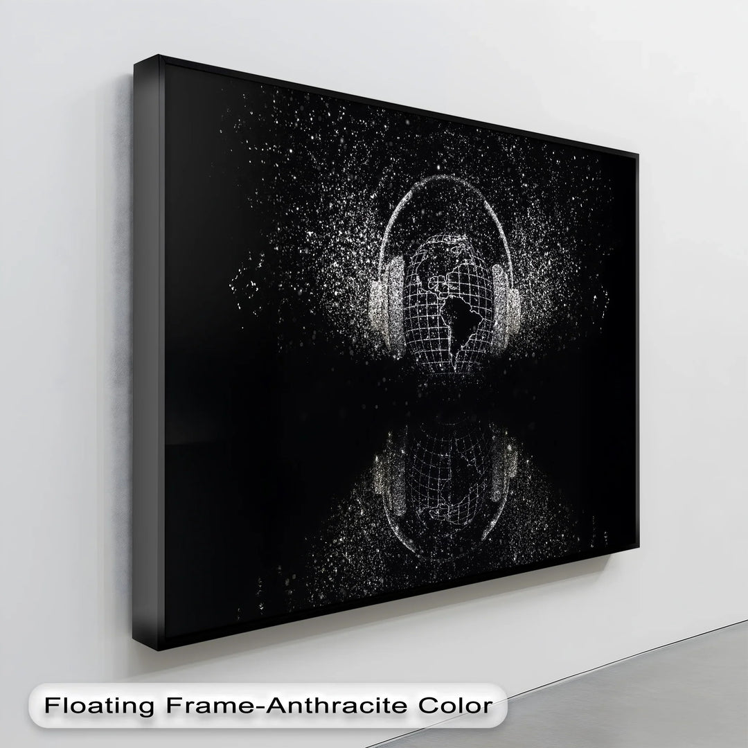 Global Soundscape – Digital Headphones World Map Canvas Print - MyPhotoStation