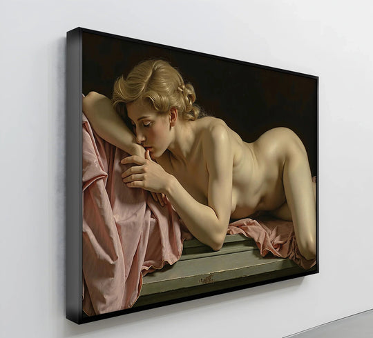Capturing the focal point of a nude female figure, this Timeless Reverie canvas wall art is a classical study rendered as a soft, elegant canvas print.