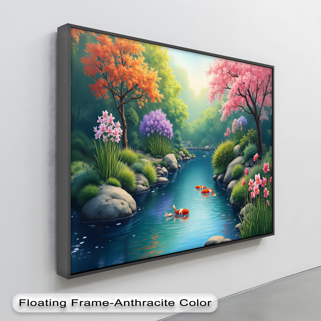 Tranquil Koi Pond – Japanese Garden Canvas Wall Art | Framed Art